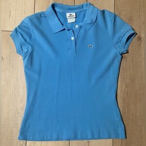 Vintage Y2K Lacoste Button Down Blue Polo Golf Shirt Top Size 42
